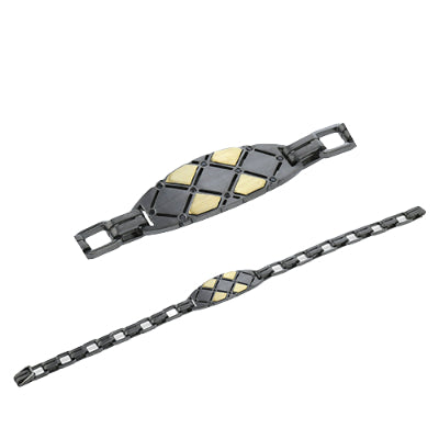Simon G Men's Ruthenium Bracelet In 14K Gold With Diamonds (Gray,Yellow)