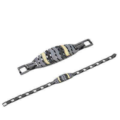 Simon G Men's Ruthenium Bracelet In 14K Gold With Diamonds (Gray,Yellow)