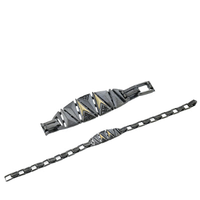 Simon G Men's Ruthenium Bracelet In 14K Gold With Diamonds (Gray,Yellow)