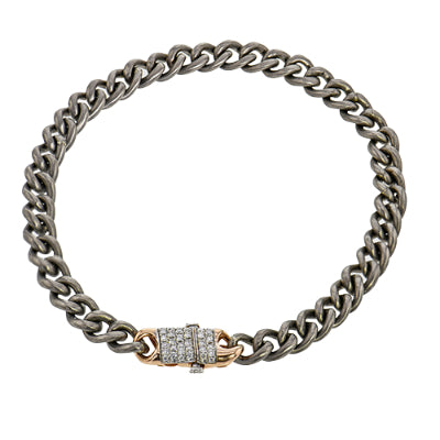 Simon G Men Gent Bracelet In 14K Gold With Diamonds (White,Rose)