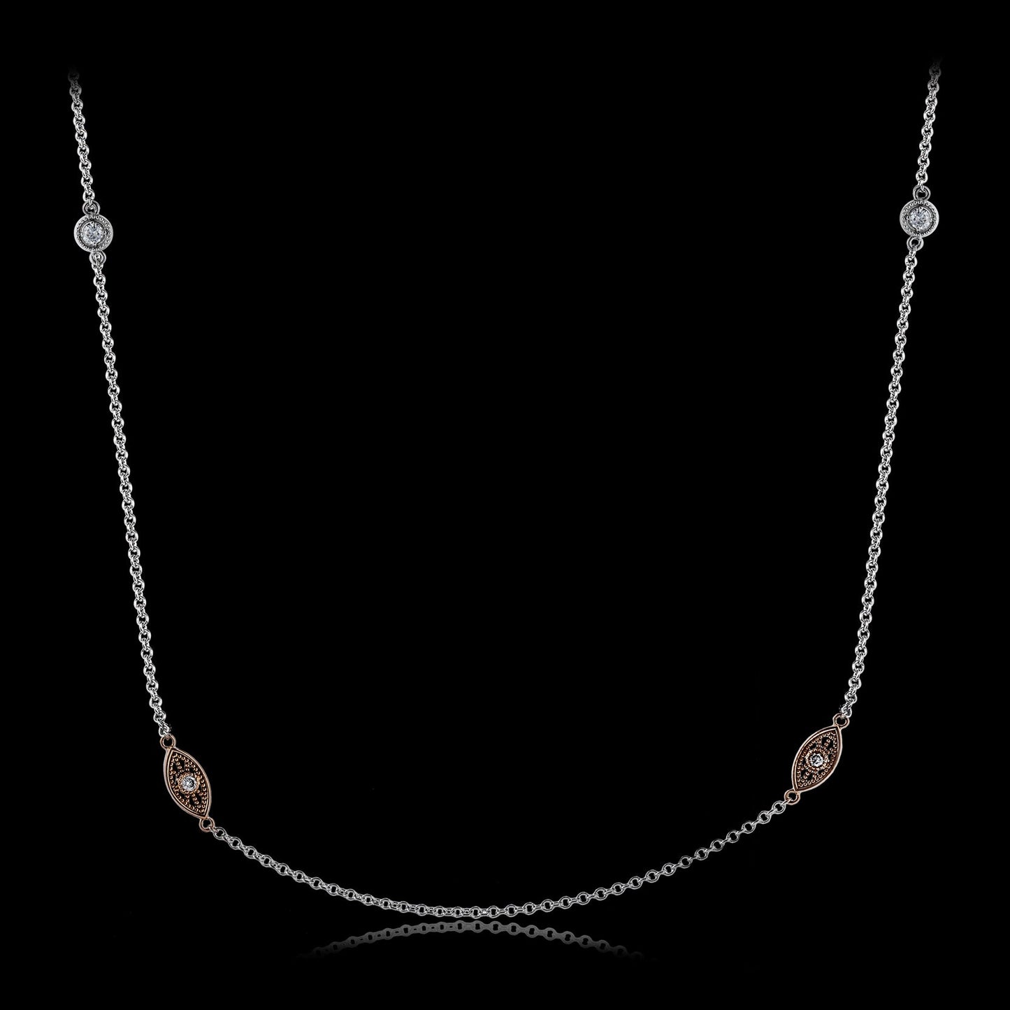 Simon G. Necklace 18k Gold (Rose, White) 0.07 ct Diamond