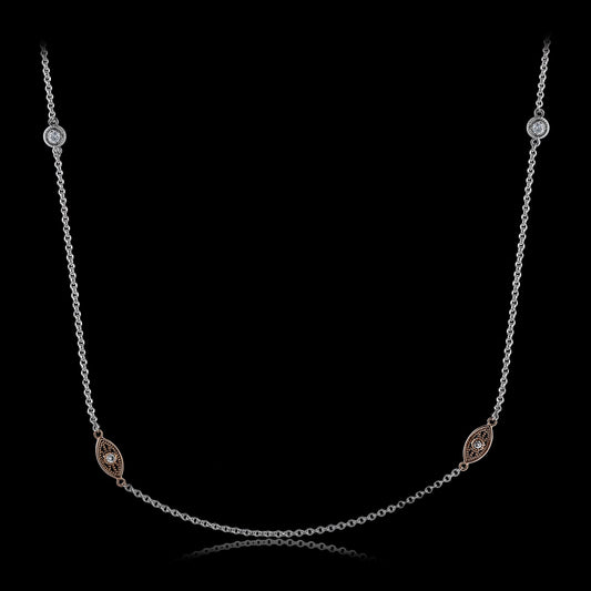 Simon G. Necklace 18k Gold (Rose, White) 0.07 ct Diamond