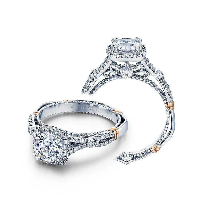 Verragio 14k White Gold Parisian Halo Engagement Ring