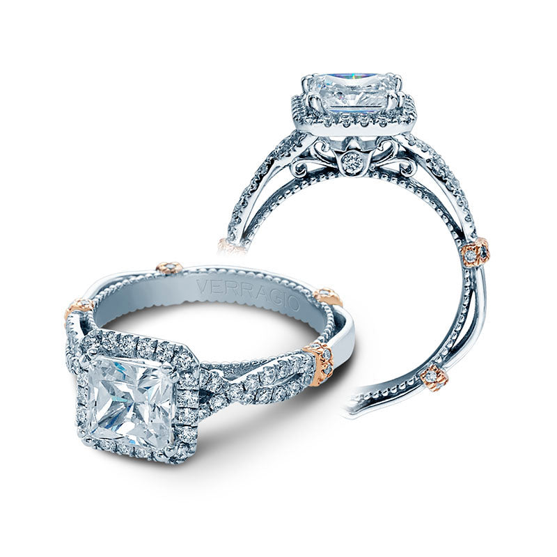 Verragio 14k White Gold Parisian Halo Engagement Ring