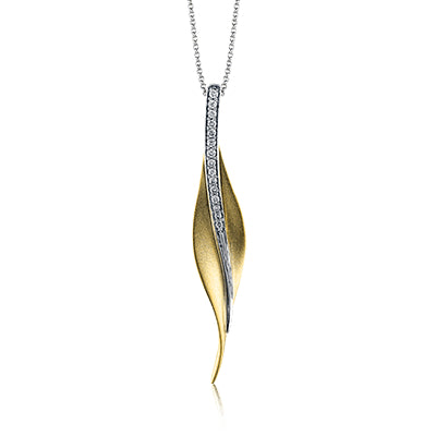 Simon G Fashion Fallen Leaves Pendant Necklace In 18K Gold With Diamonds (Yellow)