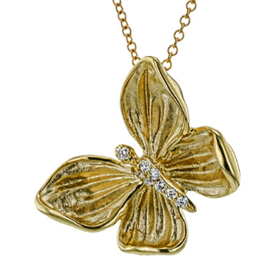 Simon G Fashion Monarch Butterfly Pendant Necklace In 18K Gold With Diamonds (Yellow)