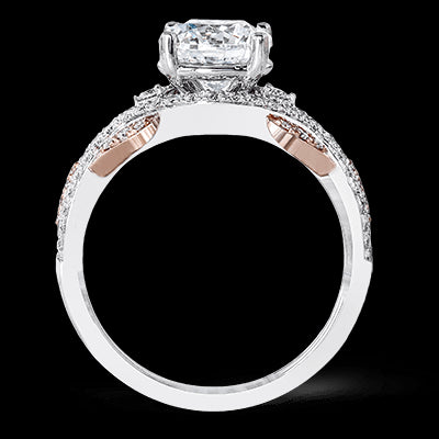 Simon G. 0.42 ctw Straight 18k Two Tone Gold Round Cut Engagement Ring