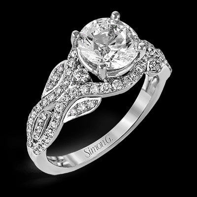 Simon G. Straight 18k White Gold Round Cut Engagement Ring