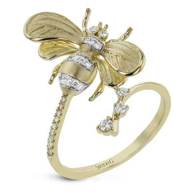 Simon G Fashion Bee Right Hand Ring In 18K Gold With Diamonds (Yellow)