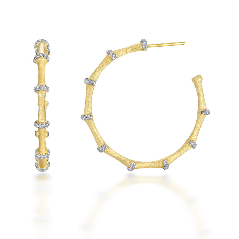 Lafonn Elegant Bamboo Hoop Earrings