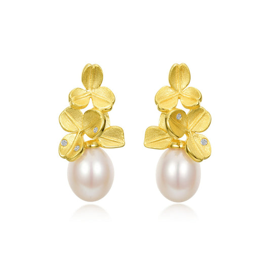 Lafonn Flower & Pearl Earrings