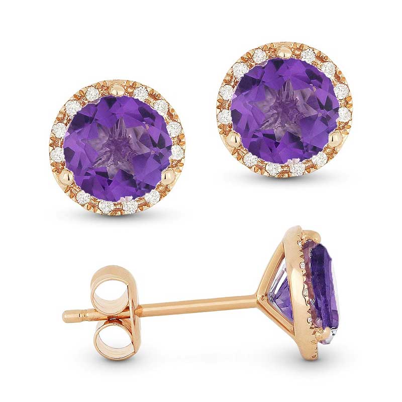 Madison L 14k Rose Gold Amethyst Earring