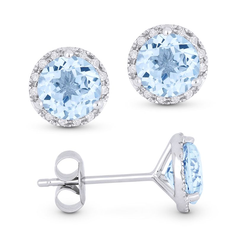 Madison L 14k White Gold Topaz & Diamond Earring