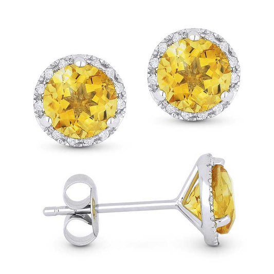 Madison L 14k White Gold Citrine Earring