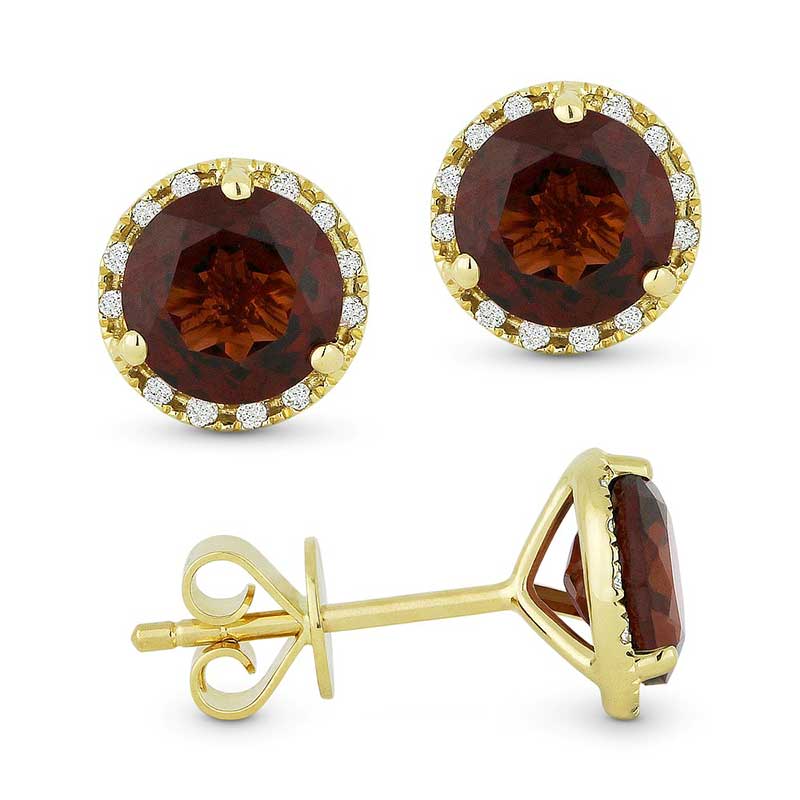 Madison L 14k Yellow Gold Garnet Earring