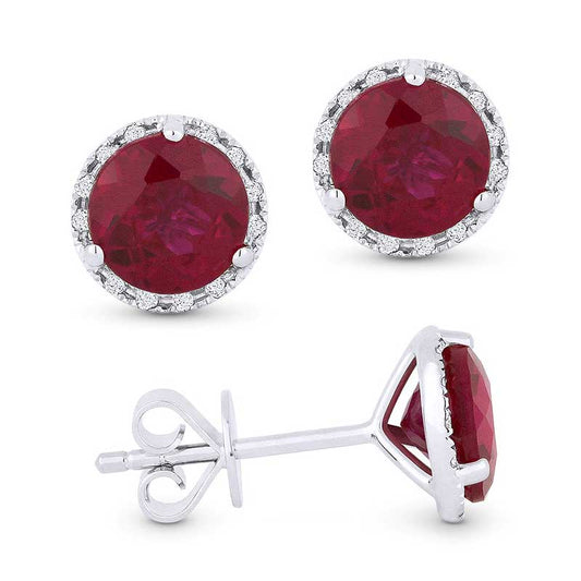Madison L 14k White Gold Ruby Earring