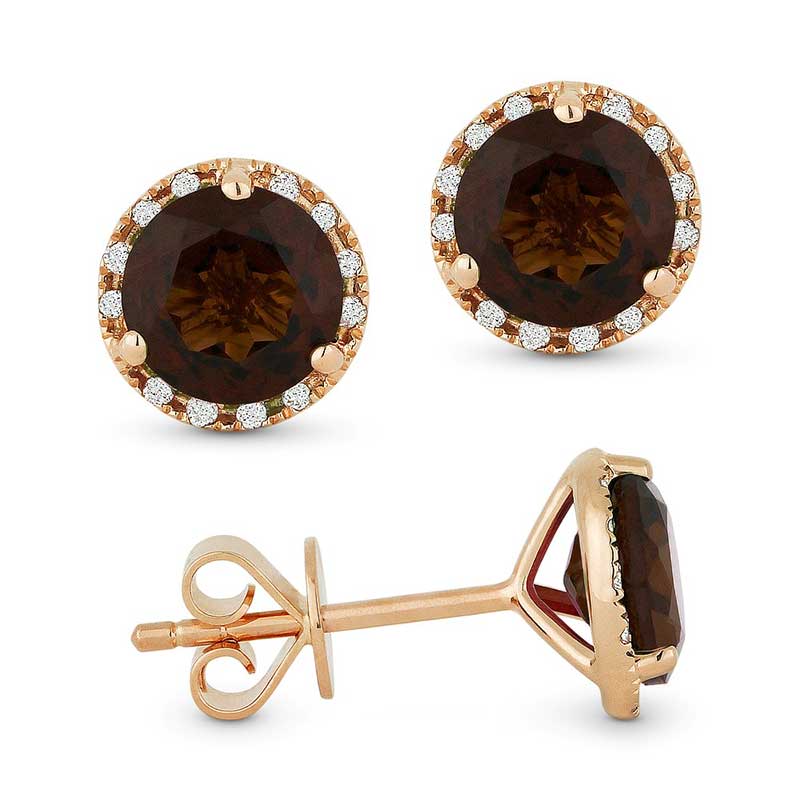 Madison L 14k Rose Gold Smokey Topaz Earring