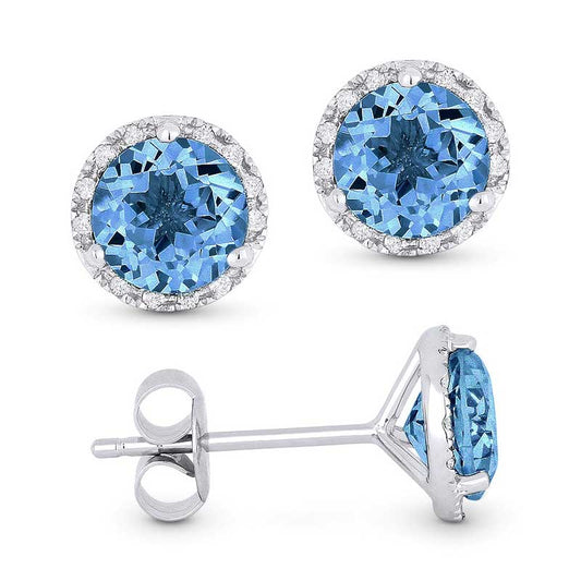 Madison L 14k White Gold Swiss Blue Topaz Earring