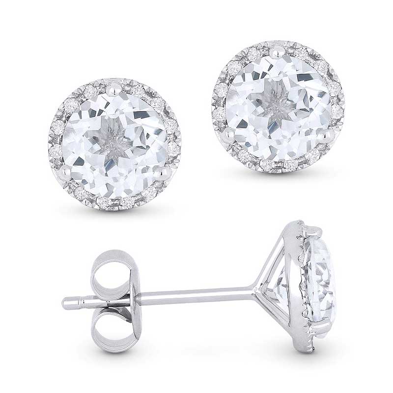 Madison L 14k White Gold White Topaz Earring