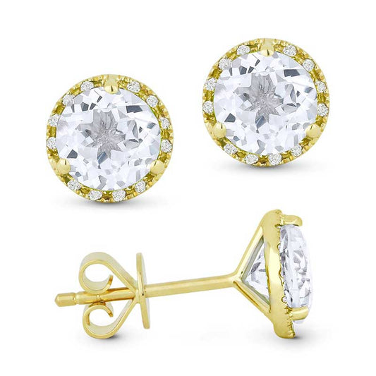 Madison L 14k Yellow Gold White Topaz Earring