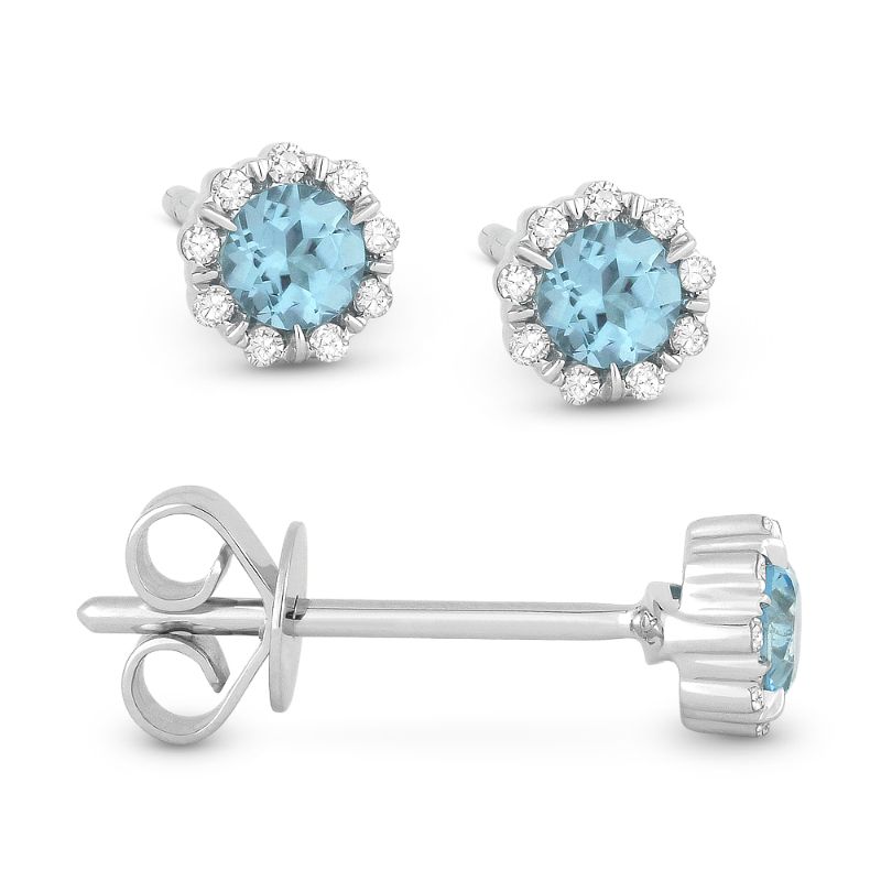 Madison L 14k White Gold Topaz & Diamond Earring