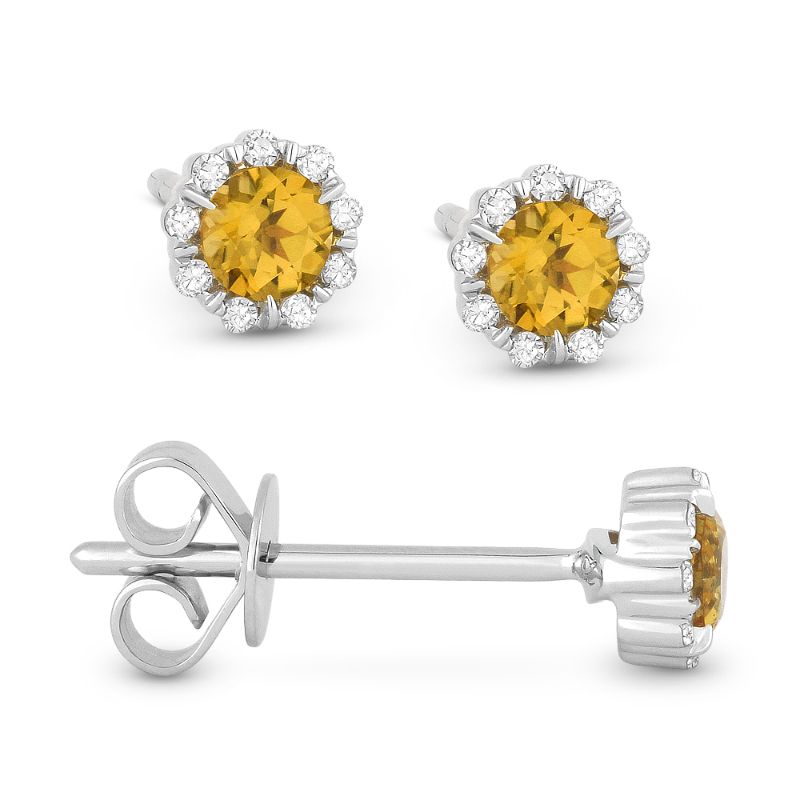 Madison L 14k White Gold Citrine & Diamond Earring