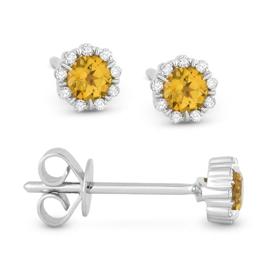 Madison L 14k White Gold Citrine & Diamond Earring
