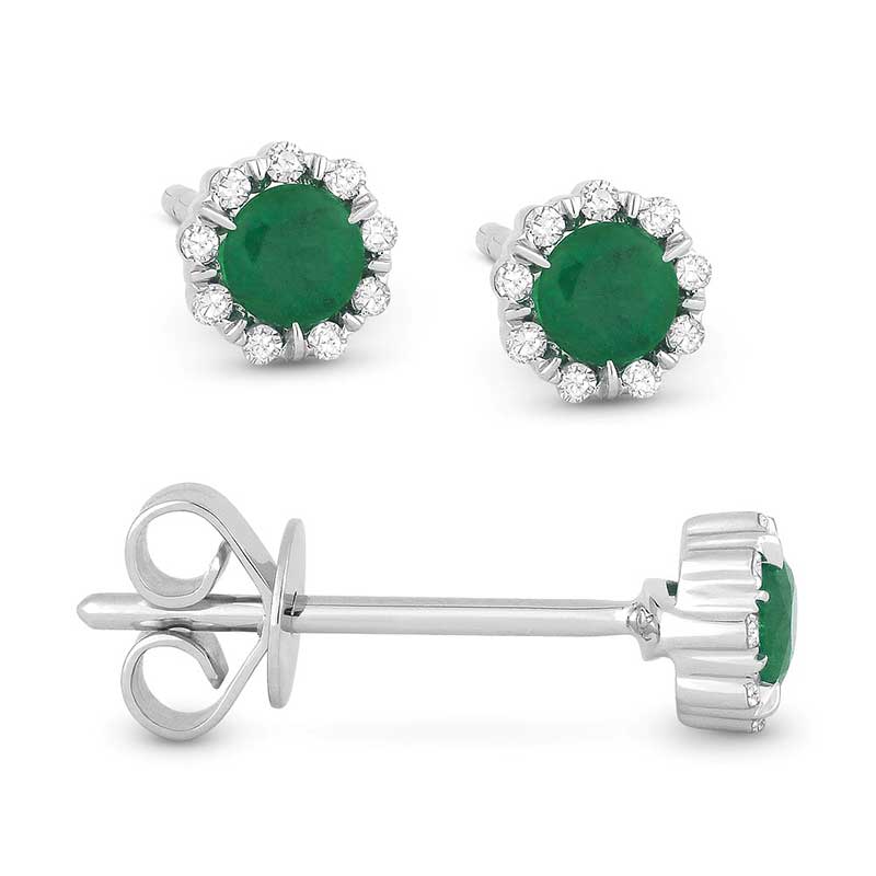 Madison L 14k White Gold Emerald Earring