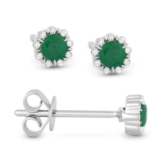 Madison L 14k White Gold Emerald Earring