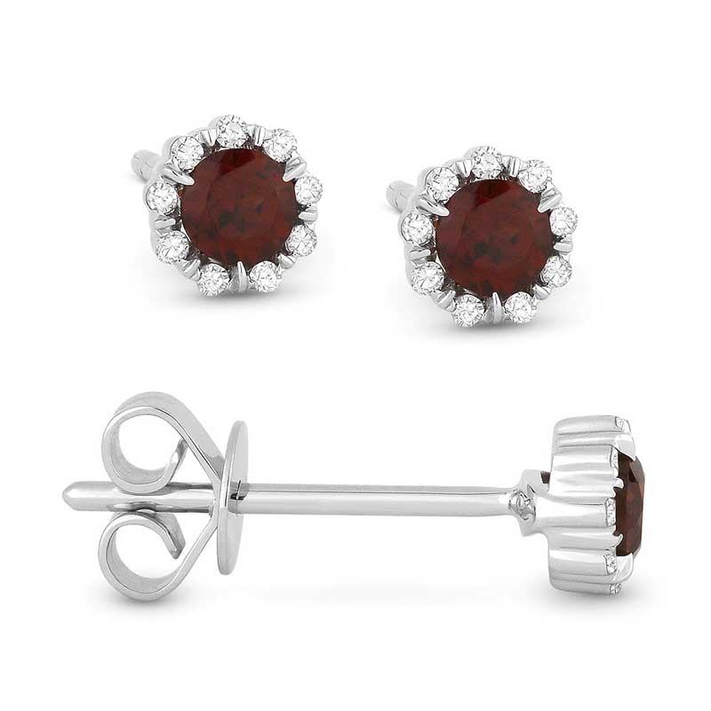 Madison L 14k White Gold Garnet Earring