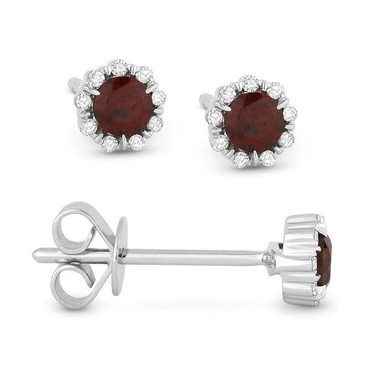 Madison L 14k White Gold Garnet Earring
