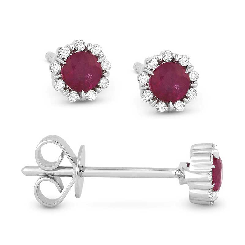 Madison L 14k White Gold Ruby Earring