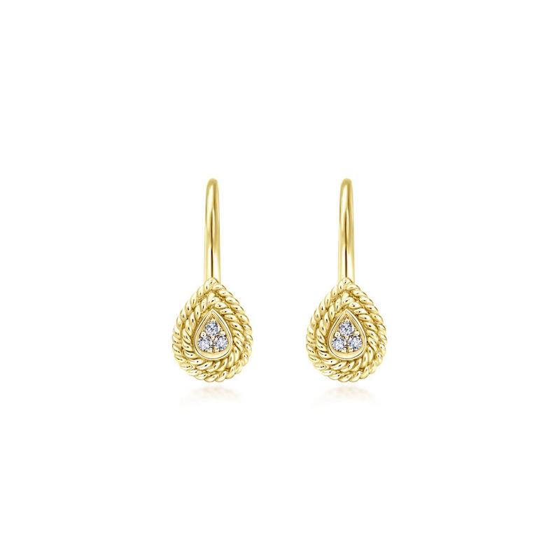 Gabriel & Co. 14k Yellow Gold Hampton Diamond Drop Earrings