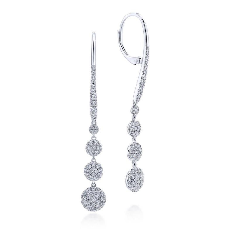 Gabriel & Co. 14k White Gold Lusso Diamond Drop Earrings