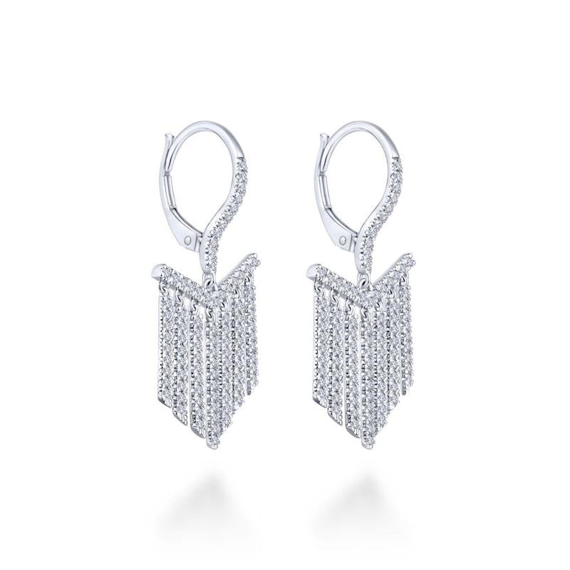 Gabriel & Co. 14k White Gold Art Moderne Diamond Drop Earrings