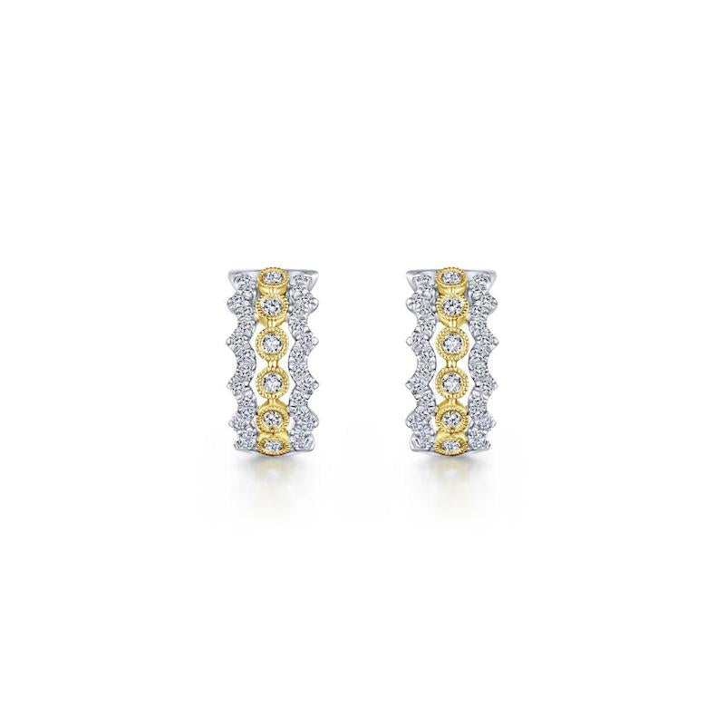 Gabriel & Co. 14k Two Tone Kaslique Diamond Huggie Earrings