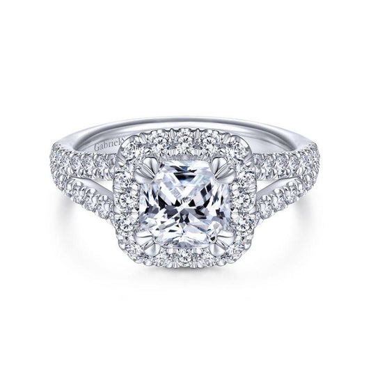 Gabriel & Co. 14k White Gold Contemporary Halo Engagement Ring