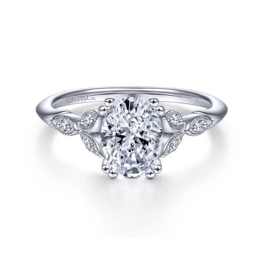 Gabriel & Co. 14k White Gold Victorian Straight Engagement Ring