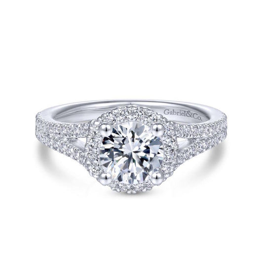Gabriel & Co. 14k White Gold Contemporary Halo Engagement Ring