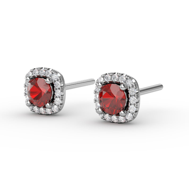 Fana Cushion Cut Ruby Stud Earrings