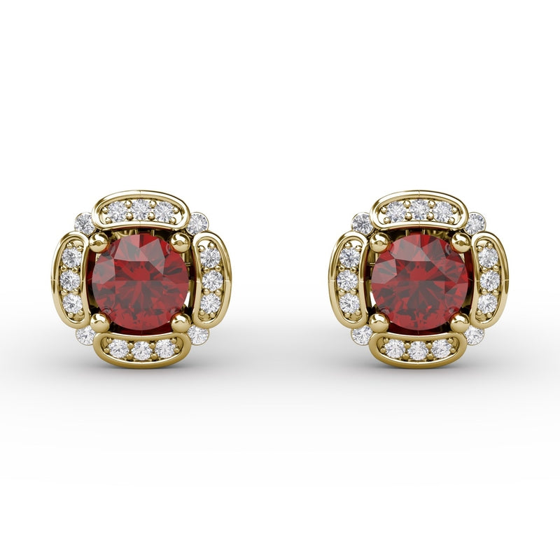 Fana Vintage Channel Setting Stud Earrings