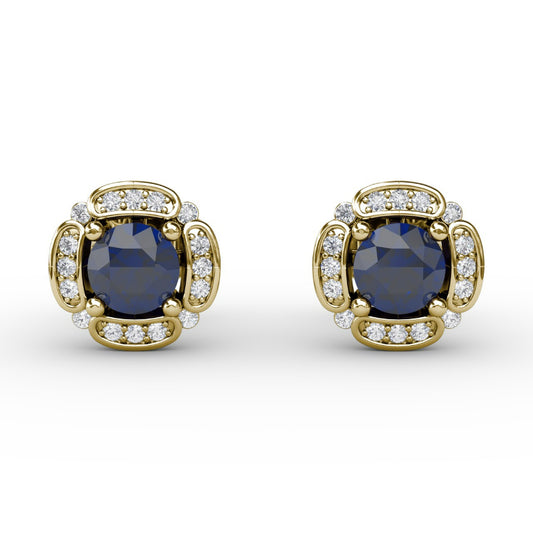 Fana Vintage Channel Setting Stud Earrings