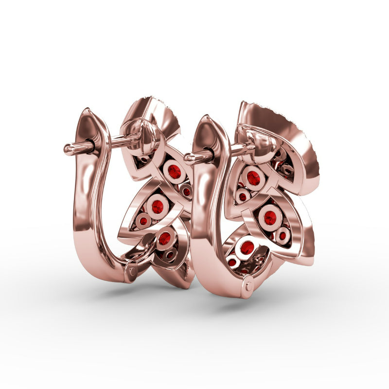 Fana Glam Galore Ruby and Diamond Leaf Earrings