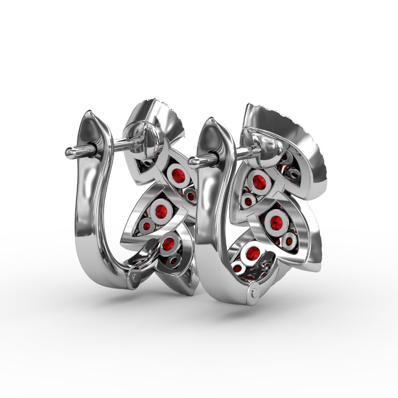 Fana Glam Galore Ruby and Diamond Leaf Earrings