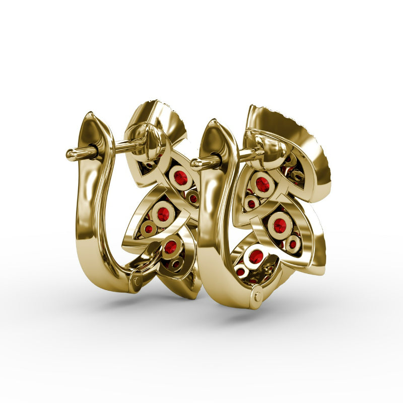 Fana Glam Galore Ruby and Diamond Leaf Earrings