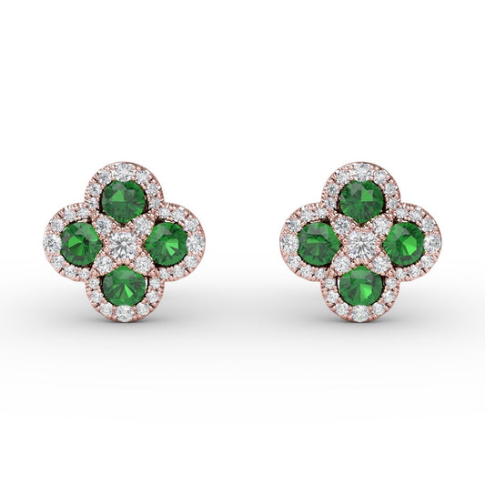 Fana Endless Bliss Emerald and Diamond Cluster Studs