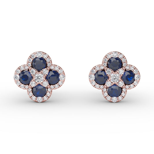 Fana Endless Bliss Sapphire and Diamond Cluster Studs