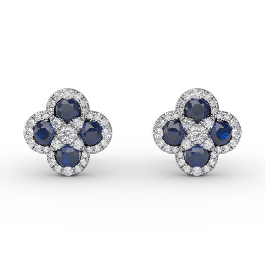 Fana Endless Bliss Sapphire and Diamond Cluster Studs