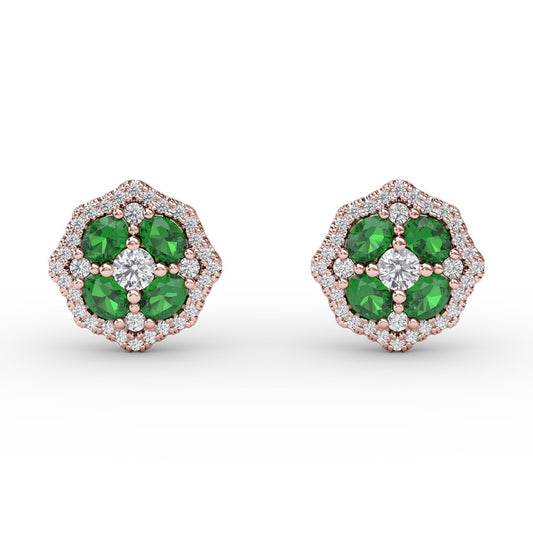 Fana Striking Emerald and Diamond Stud Earrings