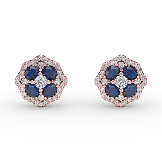Fana Striking Sapphire and Diamond Stud Earrings